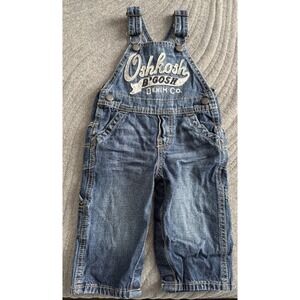 Osh Kosh B'gosh Overalls Baby 9‎ Months Blue Denim Vestbak Bib Retro Spellout